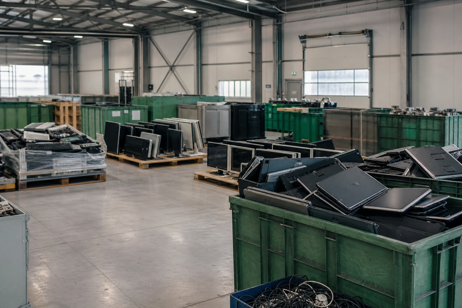 Sorted electronic waste collected for recycling at MMR